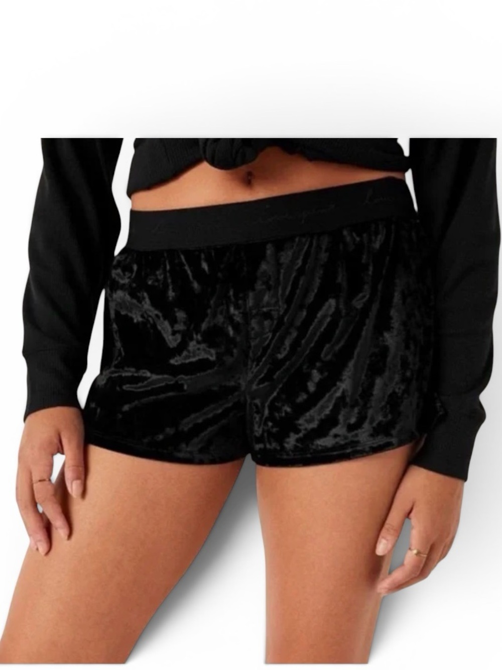 Pink by Victoria Secret  black Velvet Lounge Shorts size Small.